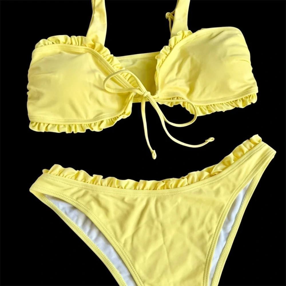 NWT Yum Yum Yellow Ruffle Bikini Size L